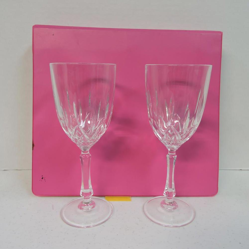 Set of Two Stemmed Crystal Glasses No Markings